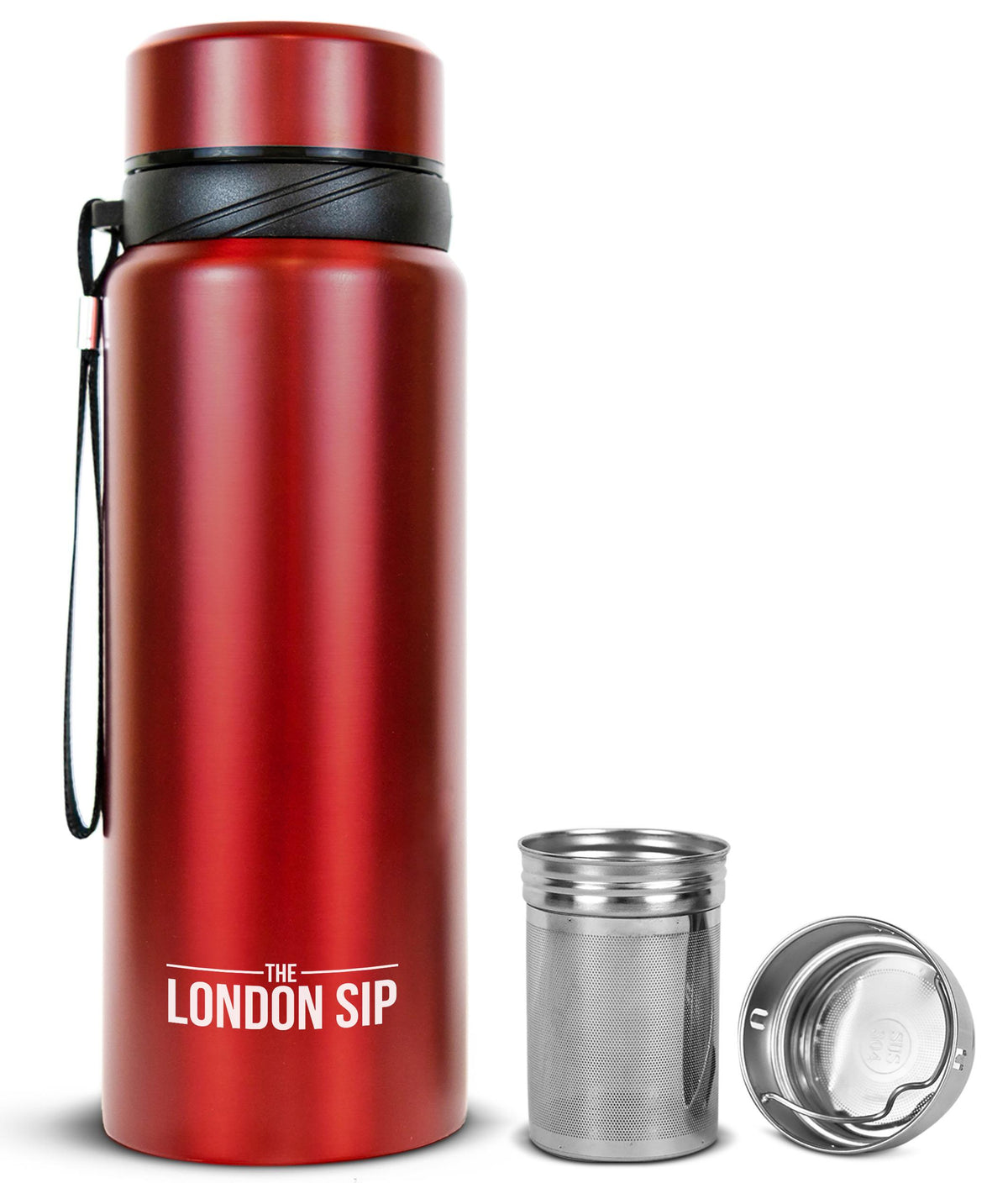 KitchenSupply London Sip - 25oz Tea Infuser Bottle, Red