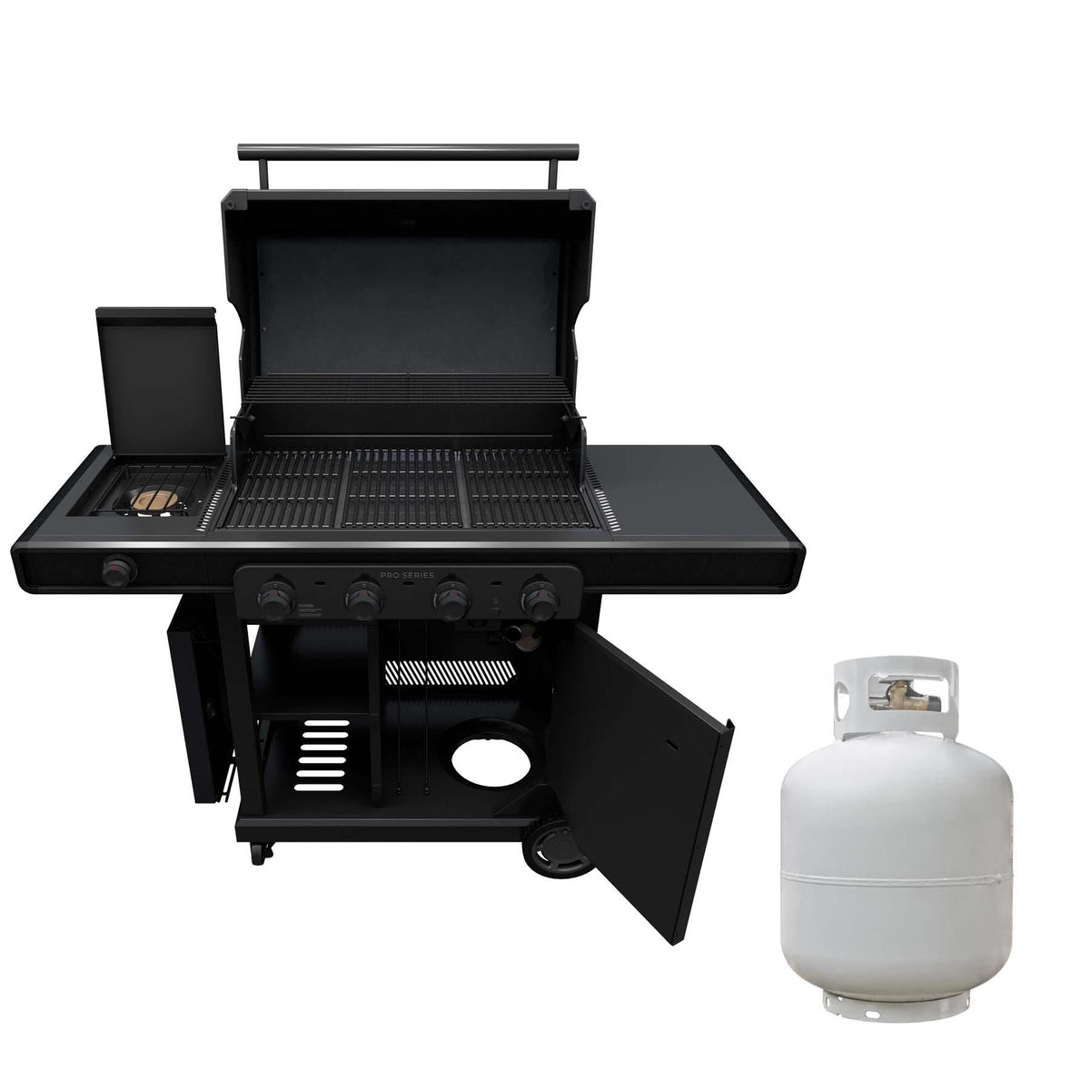 Char-Broil Grills Pro Series 4 Burner Gas Grill/Griddle with Sideburner and Tank