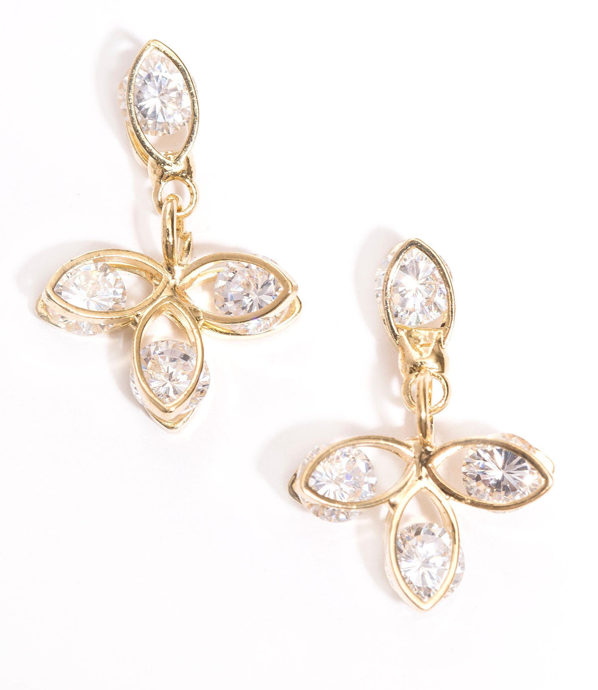 DKD Pinch Crystal 3 Petal Drop Earrings
