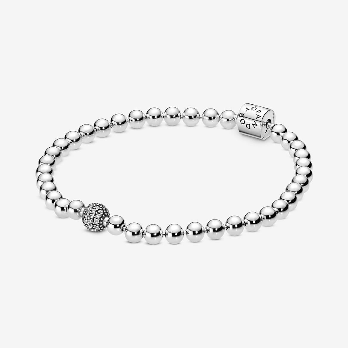 Pandora Beads & Pav Bracelet Size 7.5"