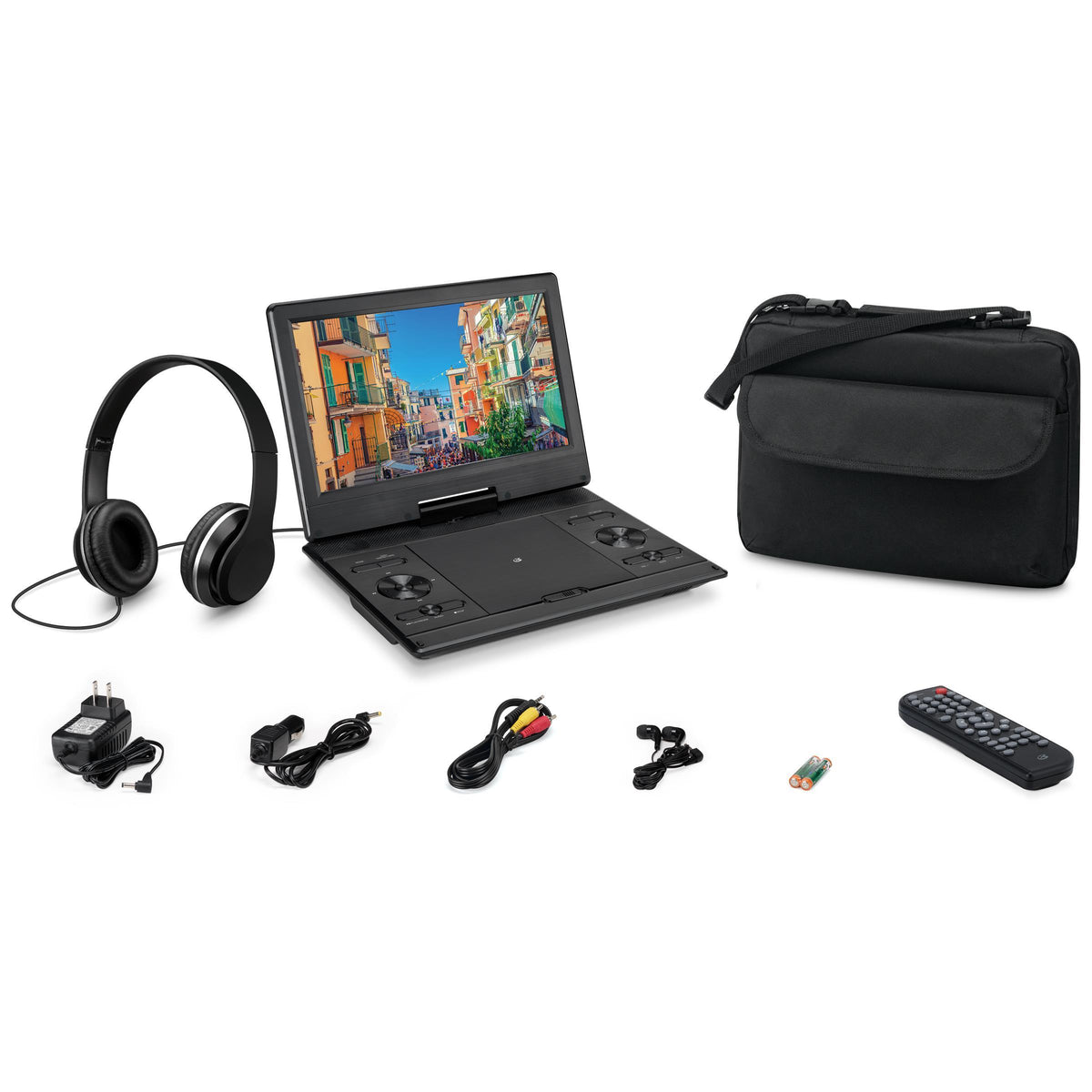 GPX 12" Portable Bluetooth DVD Player Bundle with Headphones - Black
