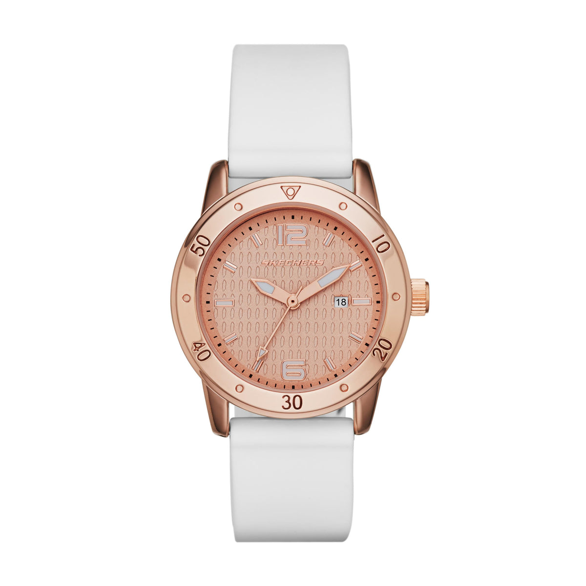 Skechers Ladies Redondo Rose Gold-Tone & White Silicone Watch RG Dial