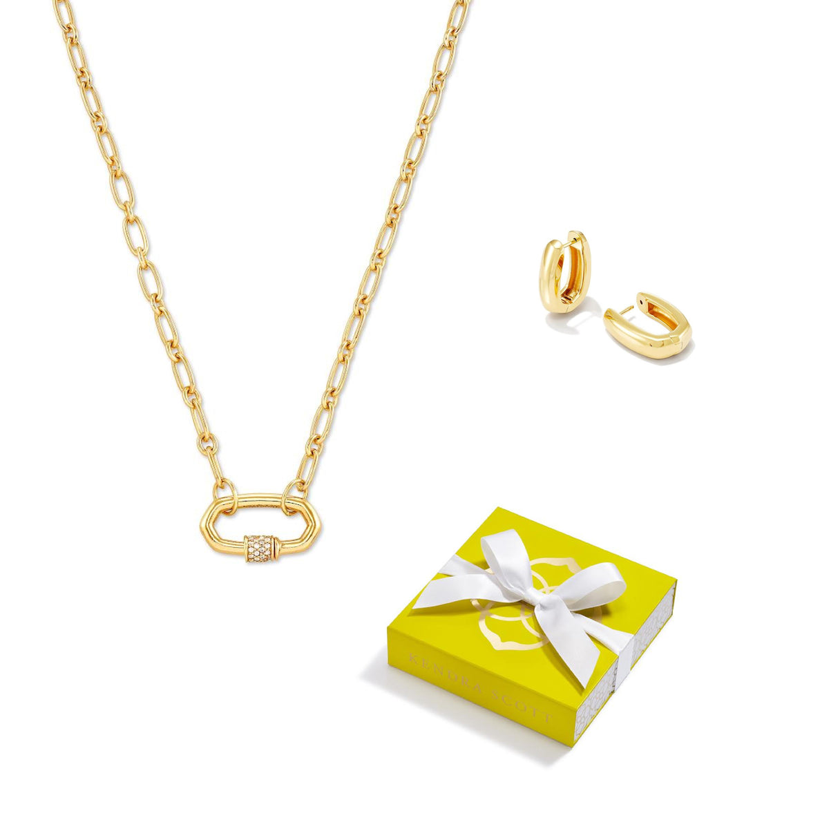 Kendra Scott Ellen Huggie Earrings & Bristol Necklace