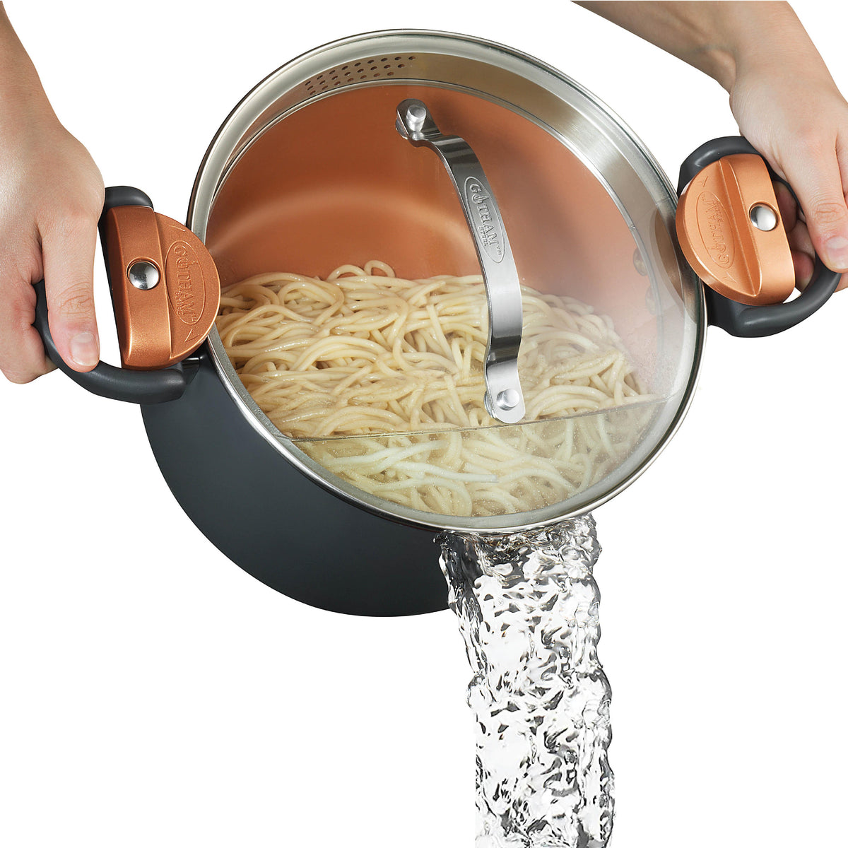 Gotham Steel Cookware Multi Purpose Copper Pasta Pot Size 5QT
