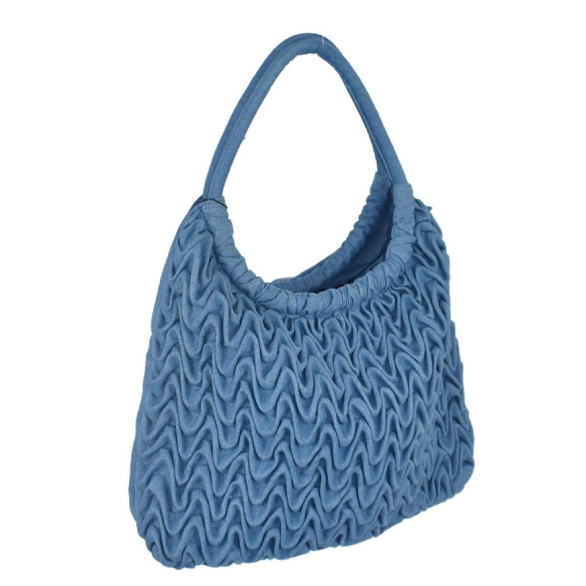 Dupatta Designs Darren Pleated Denim Tote Bag