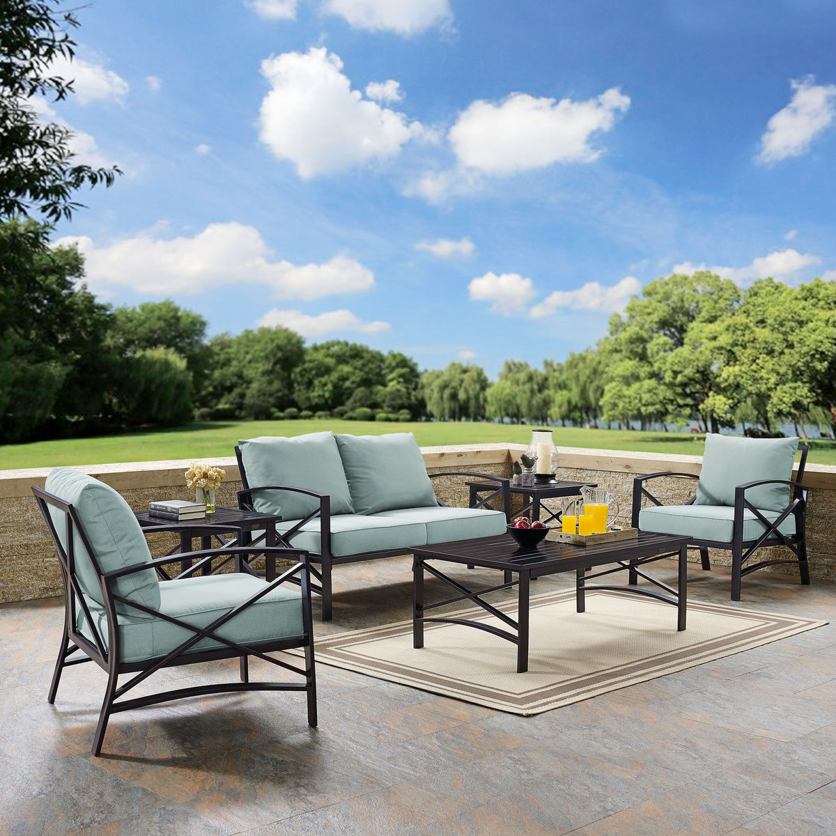 Crosley Outdoor Kaplan 6Pc Outdoor Loveseat Patio Furniture Set