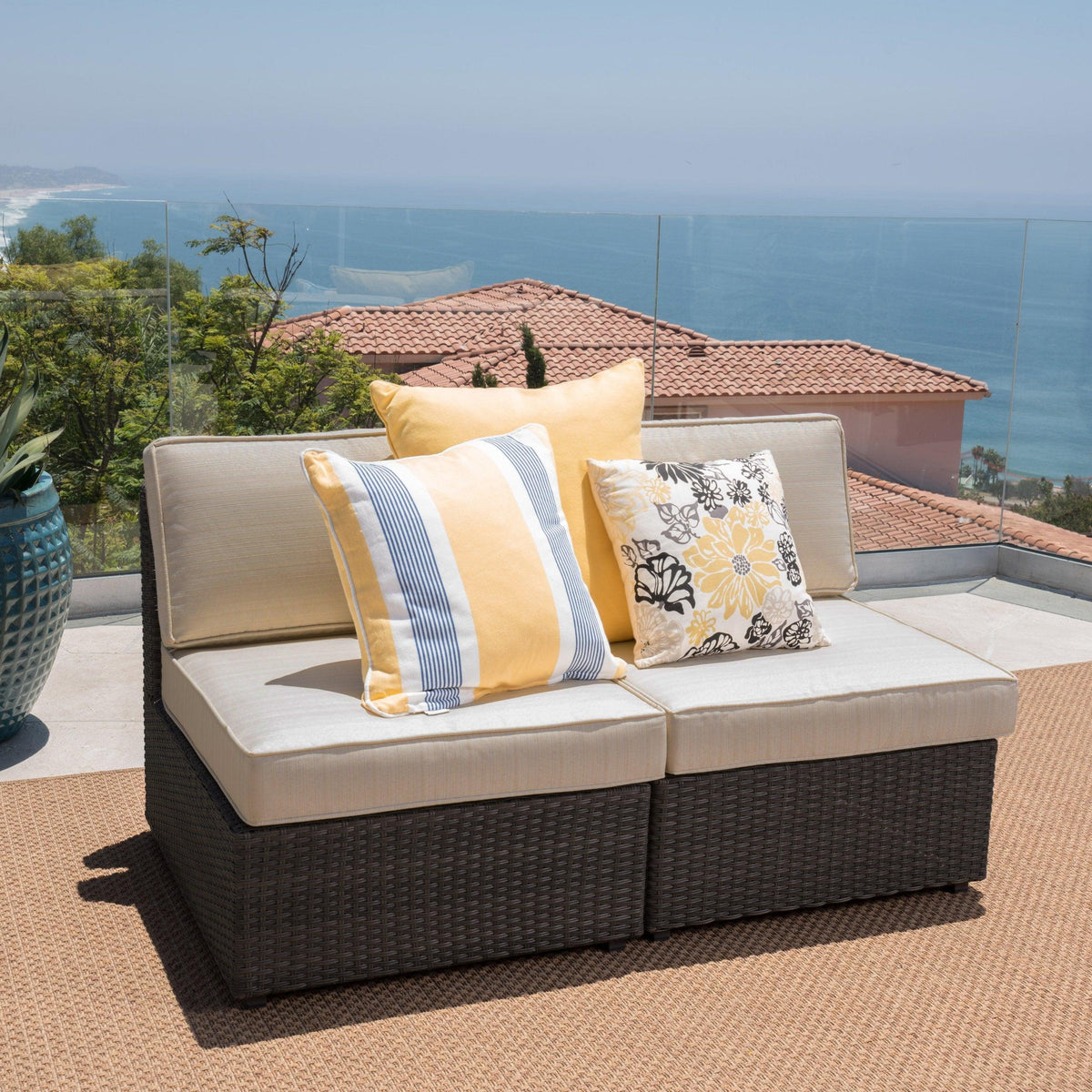 Stark Home Santa Cruz Outdoor Wicker Armless Sectional Sofa
