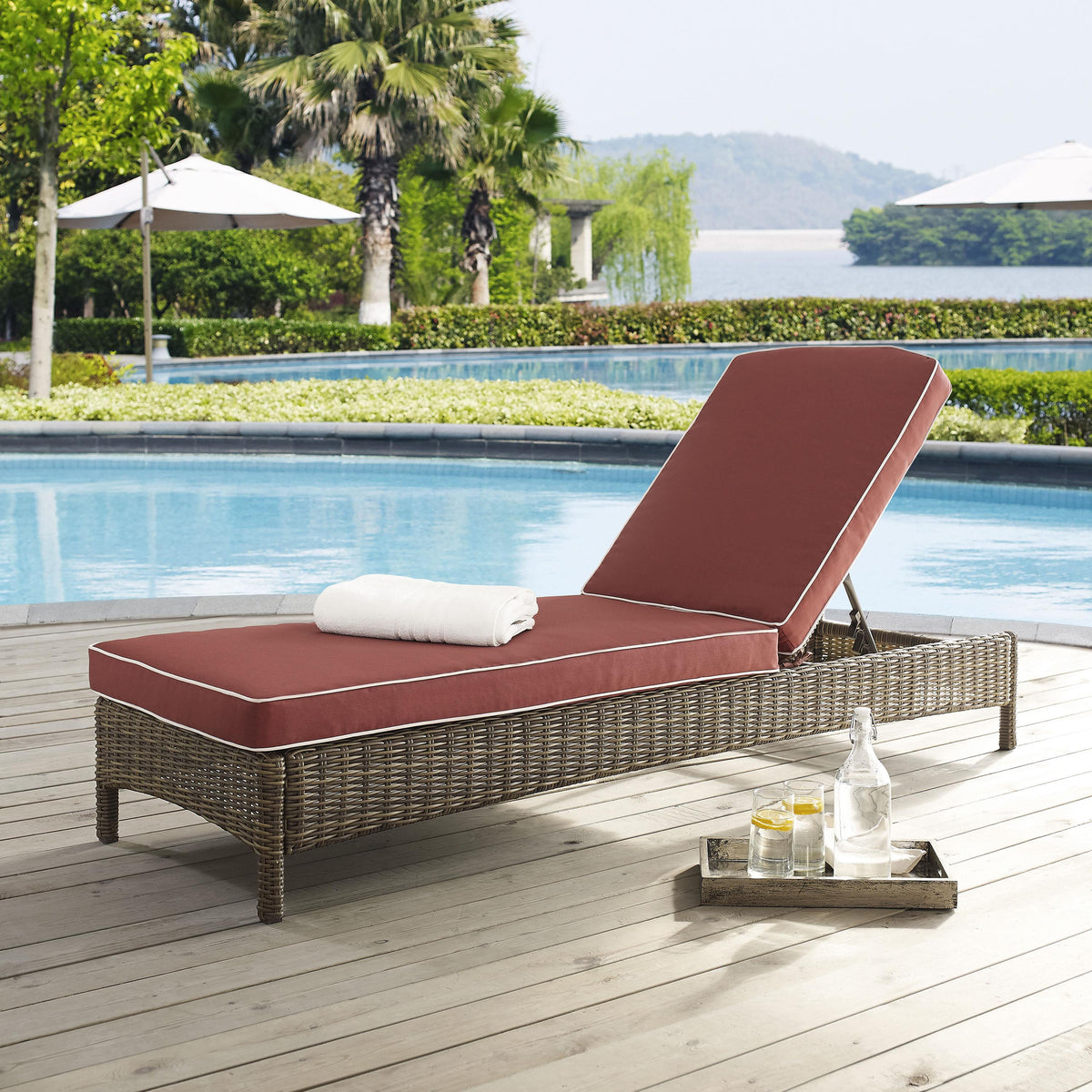 Crosley Outdoor Bradenton Wicker Outdoor Chaise Lounge