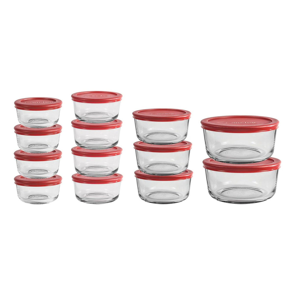 Anchor Hocking 26pc Glass Food Storage Set w/ SnugFit Lids Red