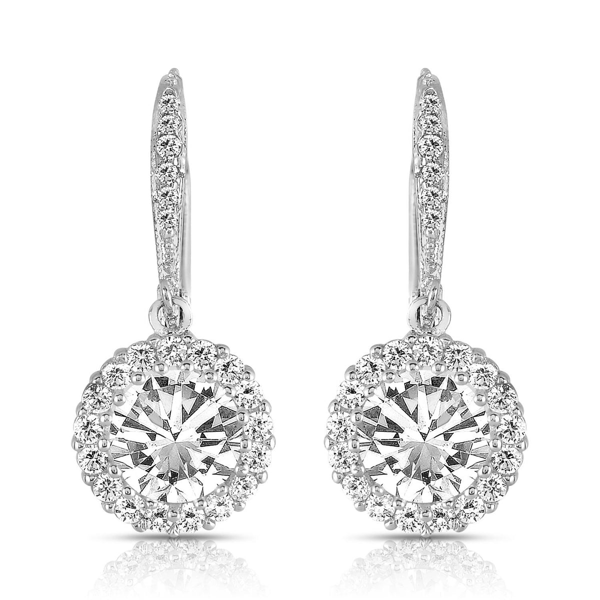 GENEVIVE Rhodium Plated Round Drop Euro Earrings Size 1.25