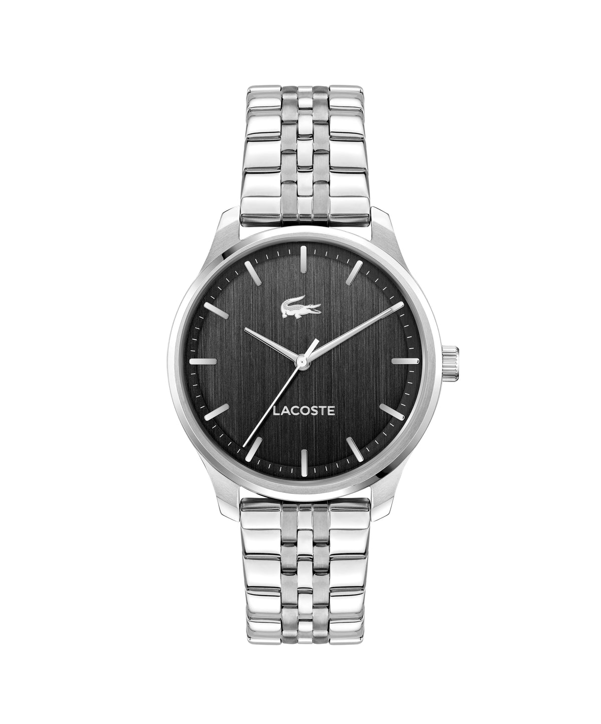 Lacoste Lisbon Gents. Stainless Steel Case and bracelet. Black Dial