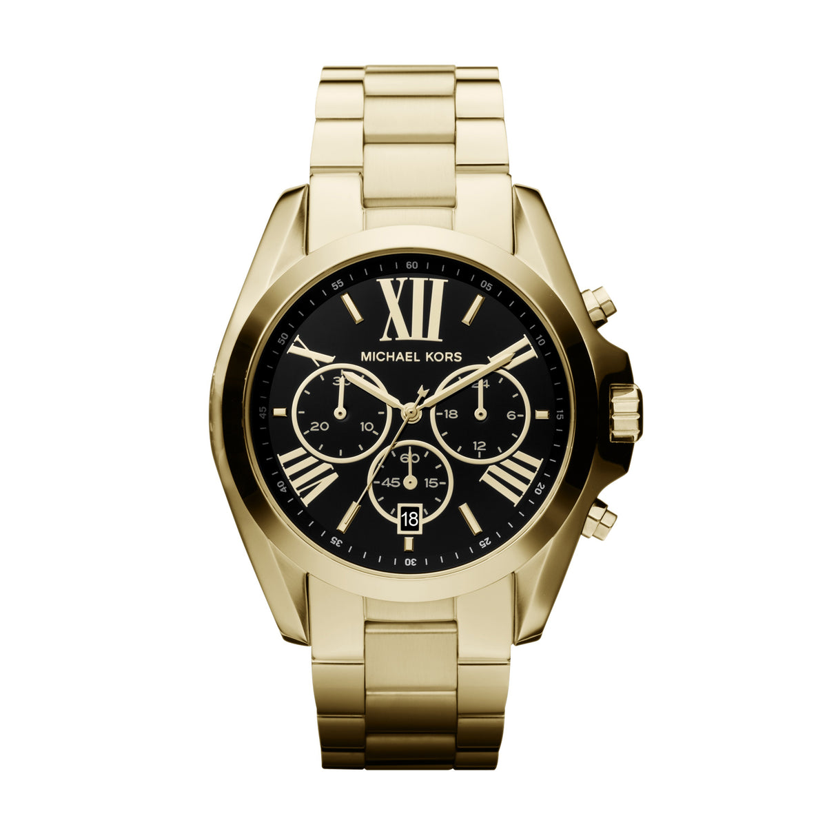 Michael Kors Unisex Bradshaw Gold-Tone Watch Black Dial