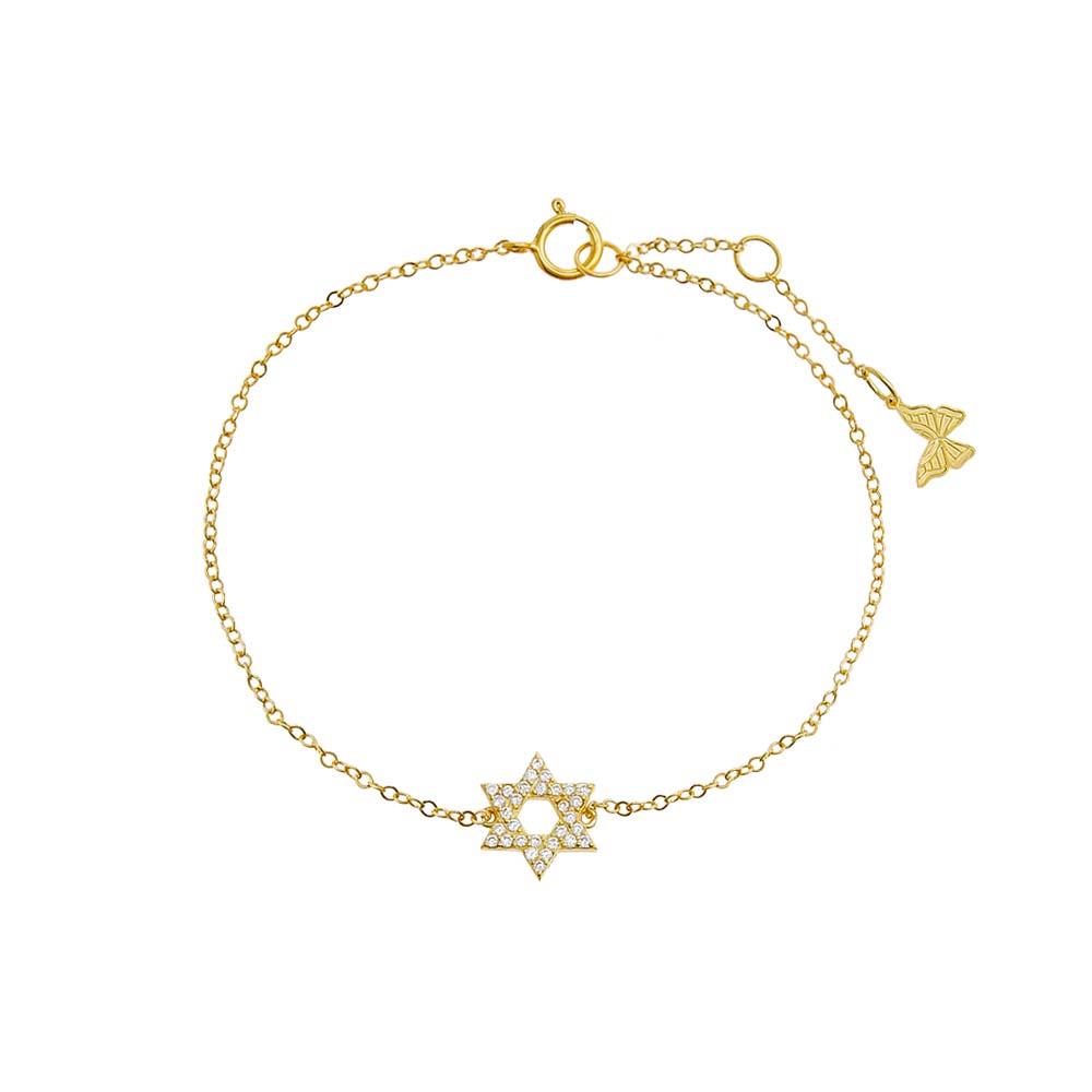 Adina Eden Pav Star Of David Charm Bracelet Size 7"