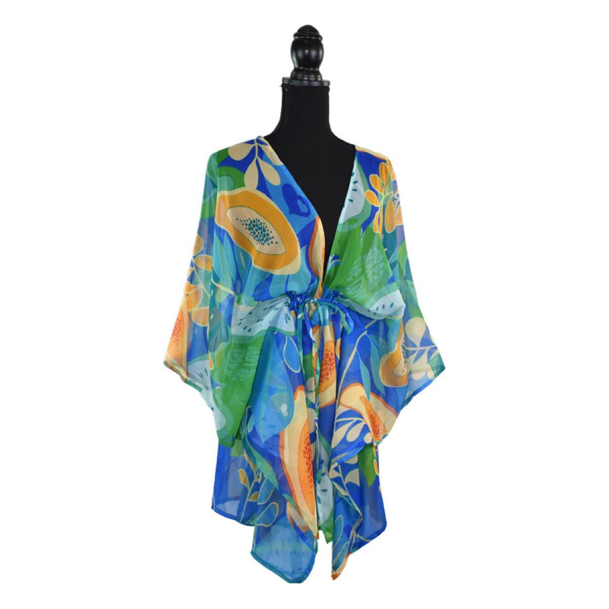 Dupatta Designs Papaya Tropical Fruit Drawstring Kimono