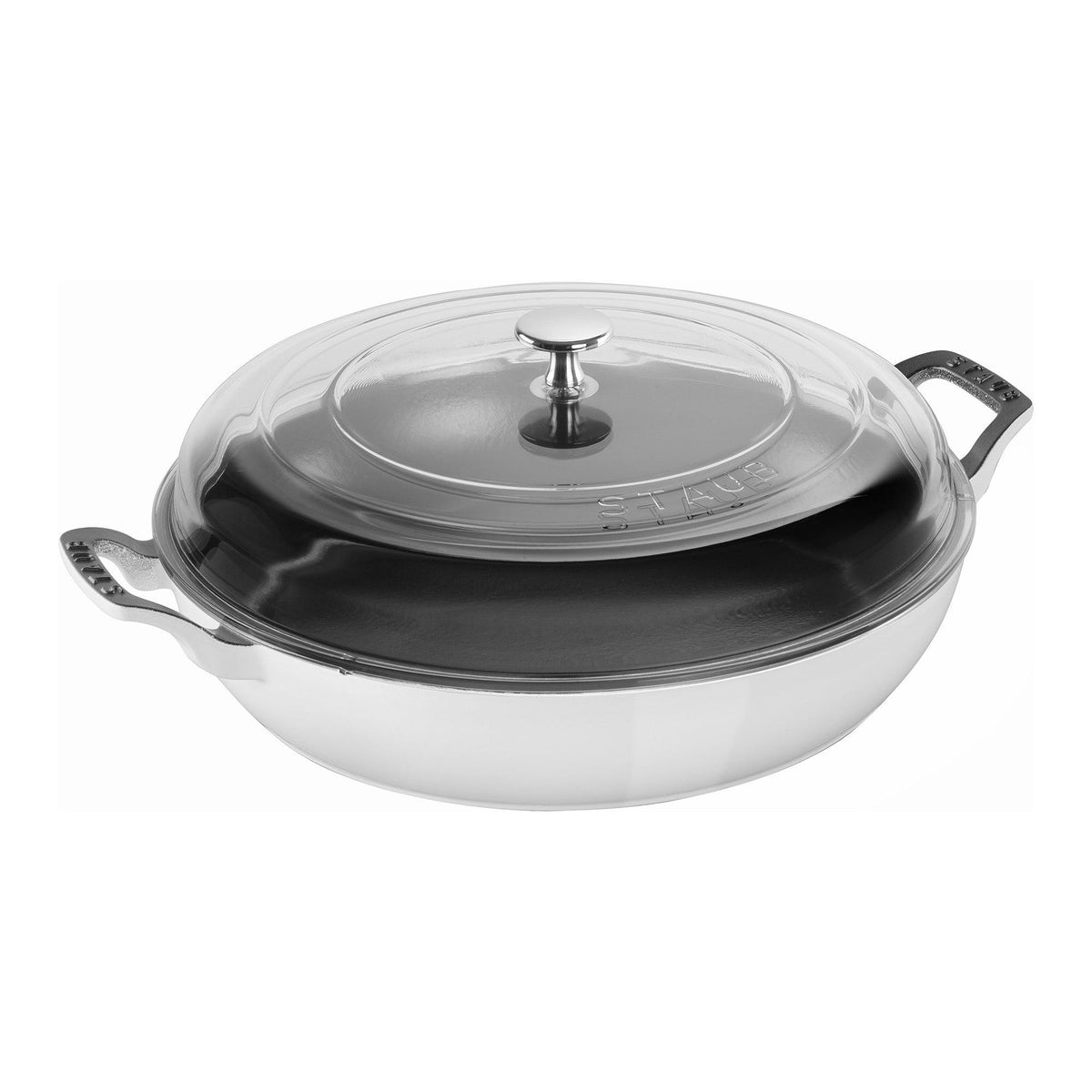 Staub 3.5qt Cast Iron Braiser w/ Glass Lid White
