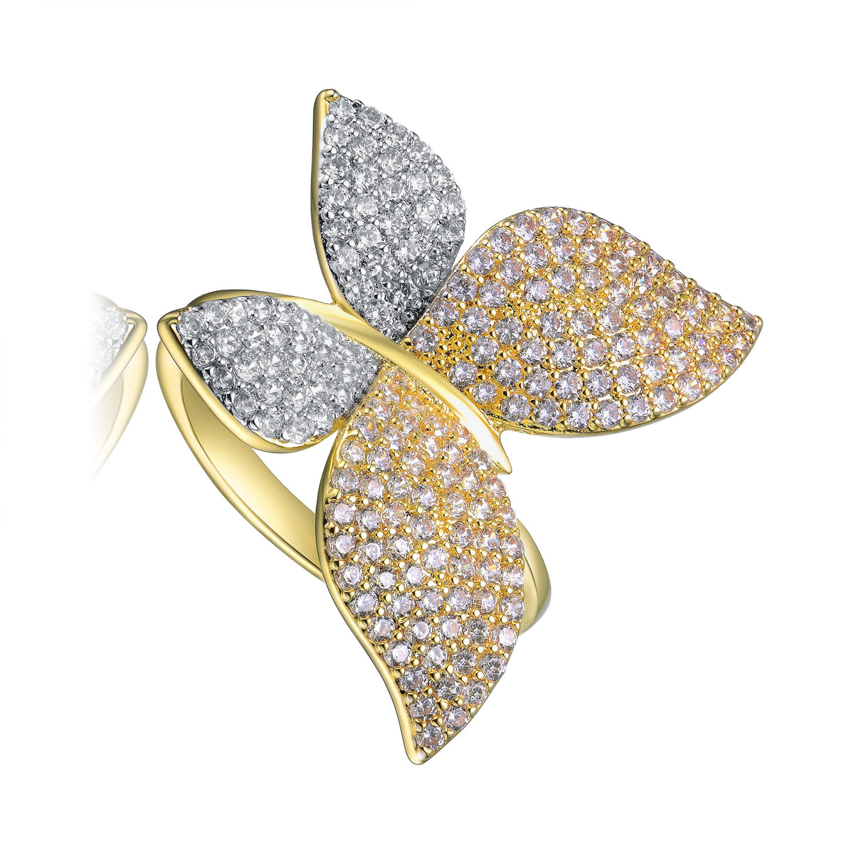 GENEVIVE 14K Gold Plated Statement Butterfly Ring Size 7