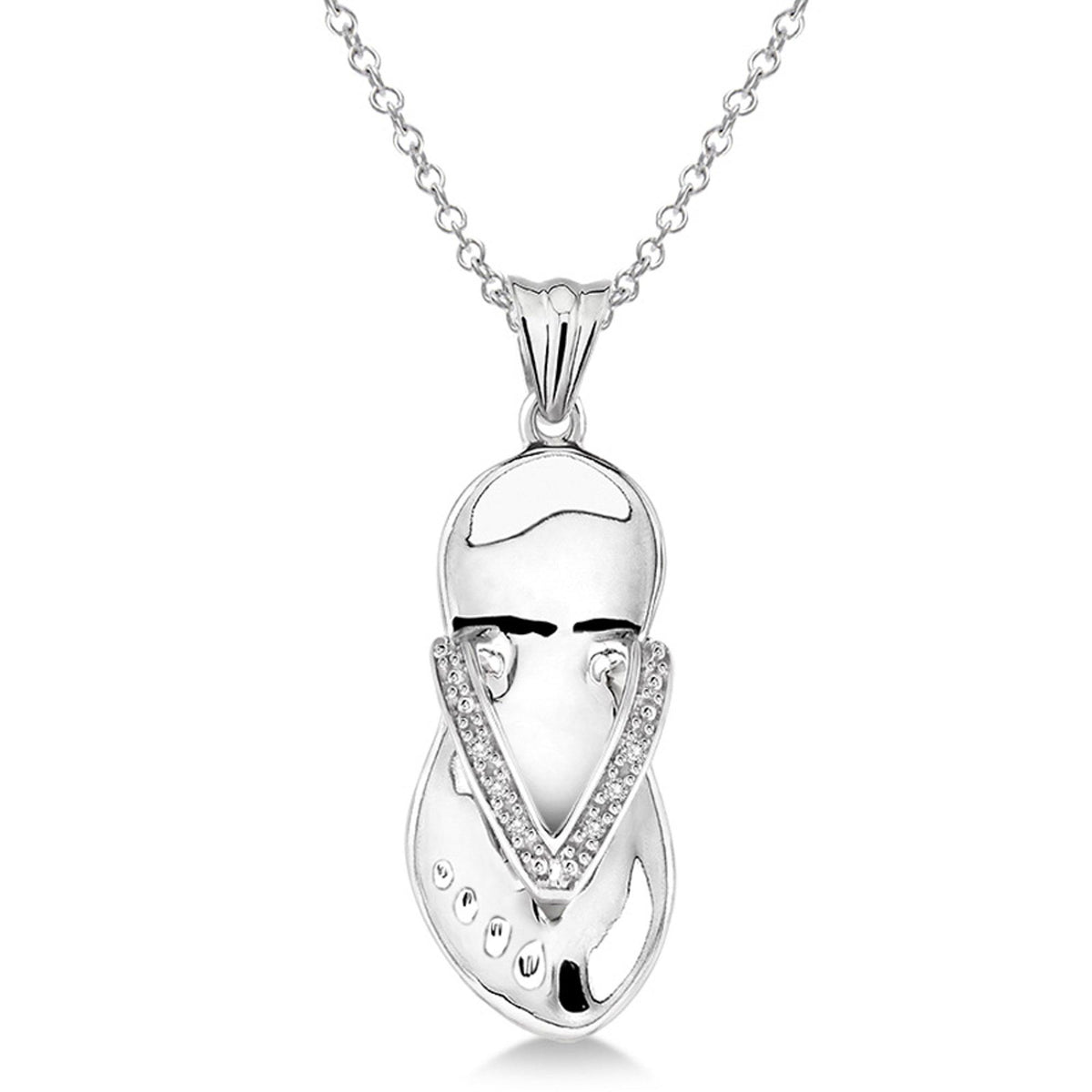 Jilco Diamond Flip Flop Pendant Necklace Silver