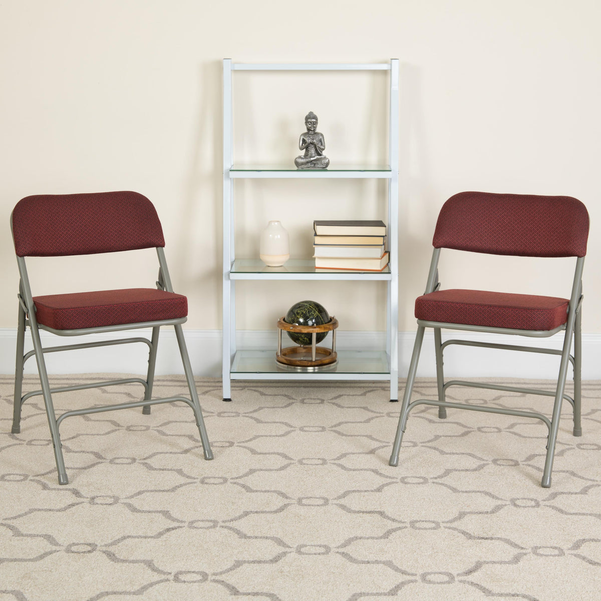 Flash Furniture Premium Triple Braced & Double Hinged Black Pin-Dot Fabric Metal Folding Chair