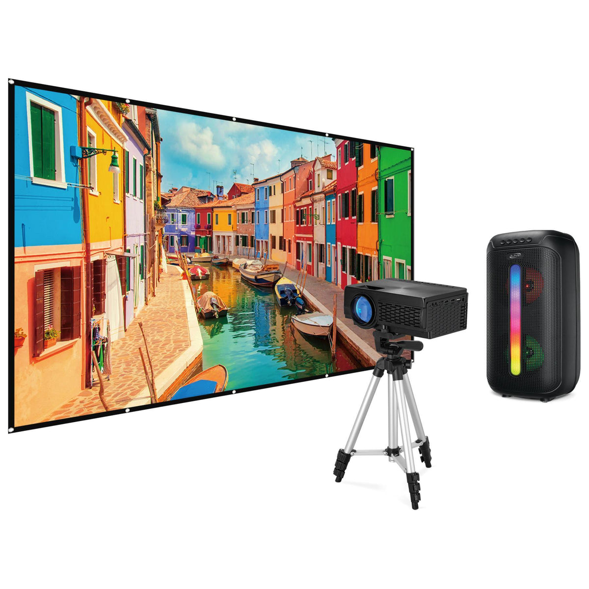 GPX Pop-Up Movie Theater Kit w/Projector-Screen-Tailgate Speaker