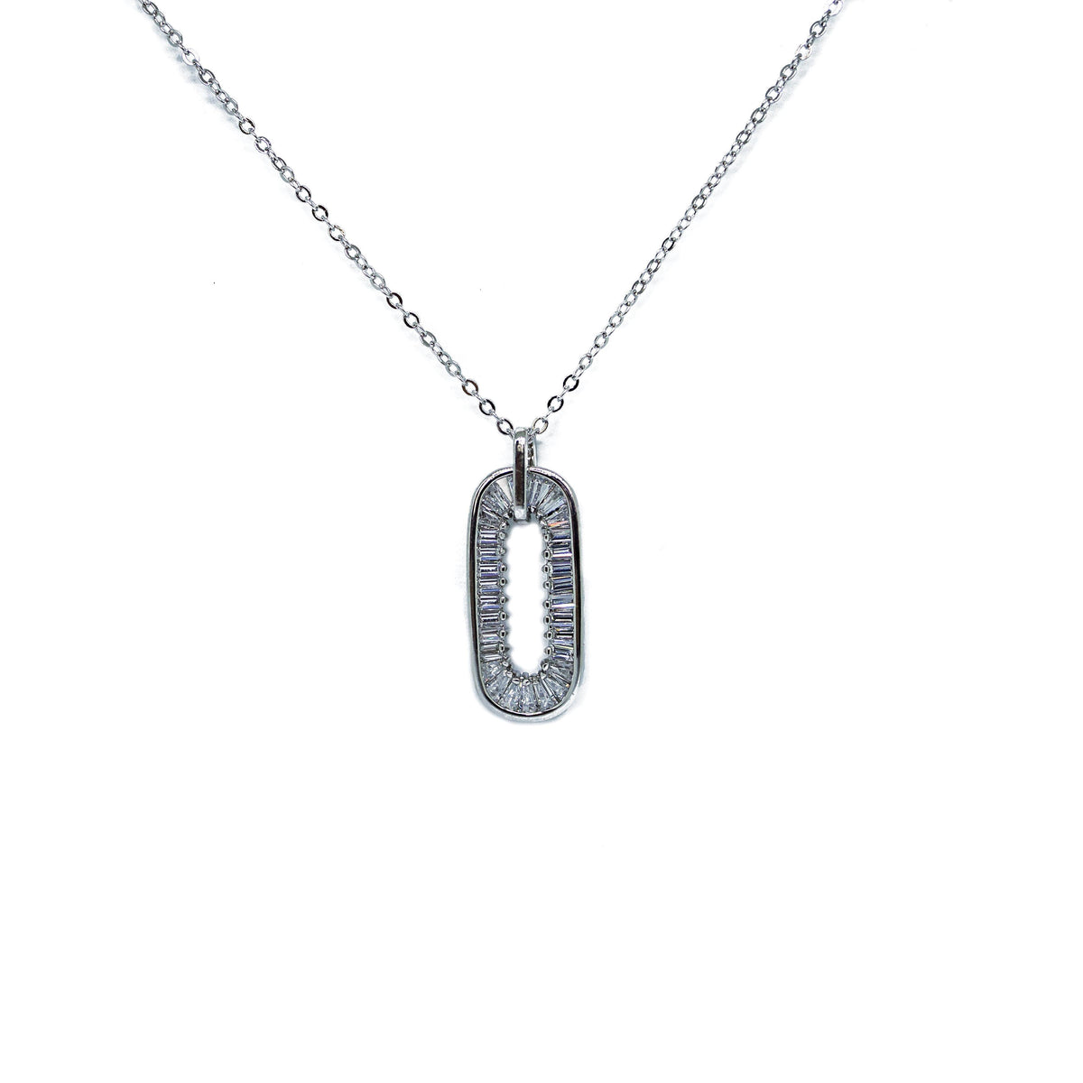 Completely Bella Emerald Cut Disc Pendant in Silver
