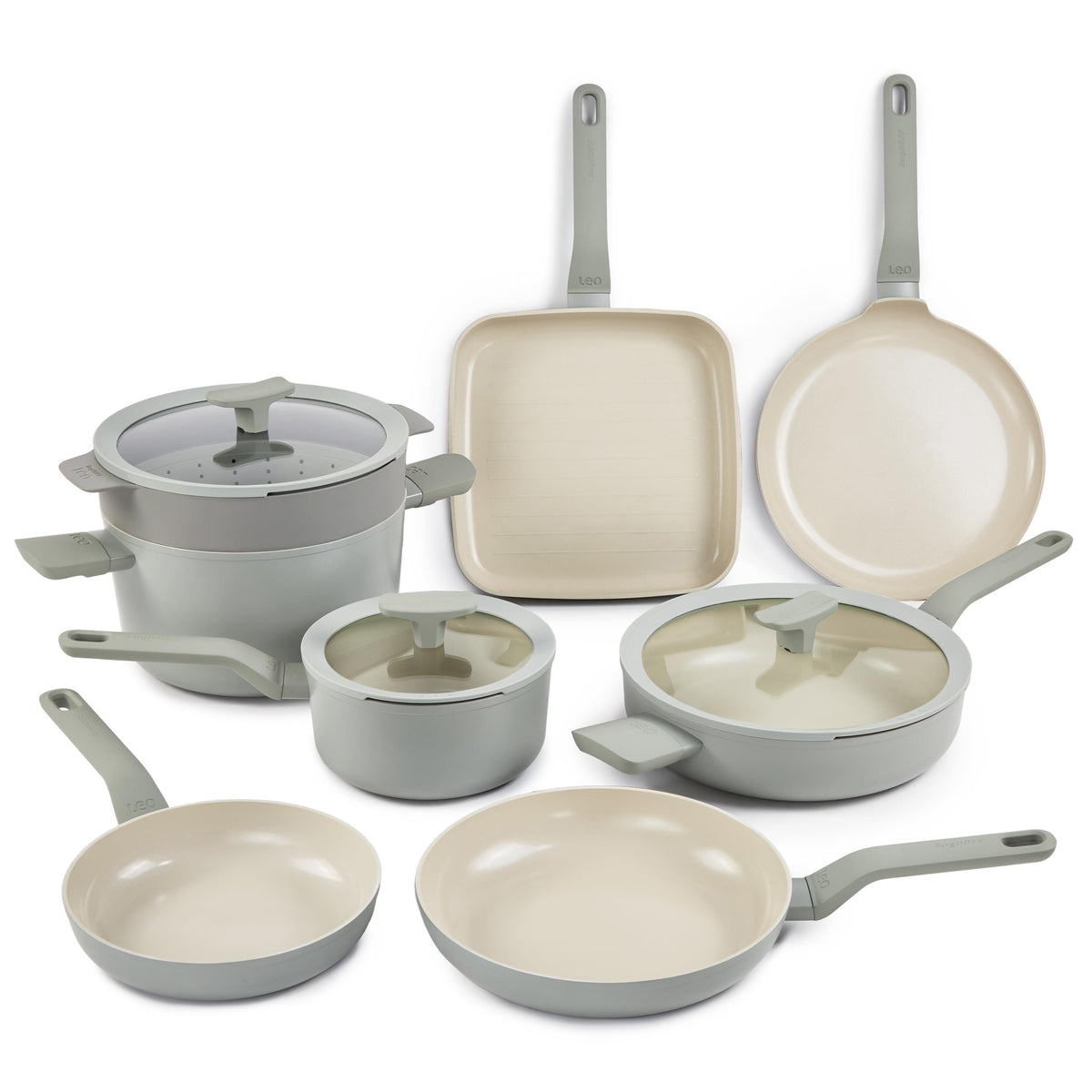 BergHOFF Leo Balance 11pc Aluminum Non-Stick Cookware Set, Moonmist