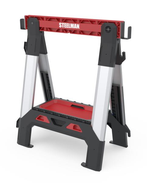 JS Products Steelman 31" Multi-Function Adjustable Leg Folding Sawhorse