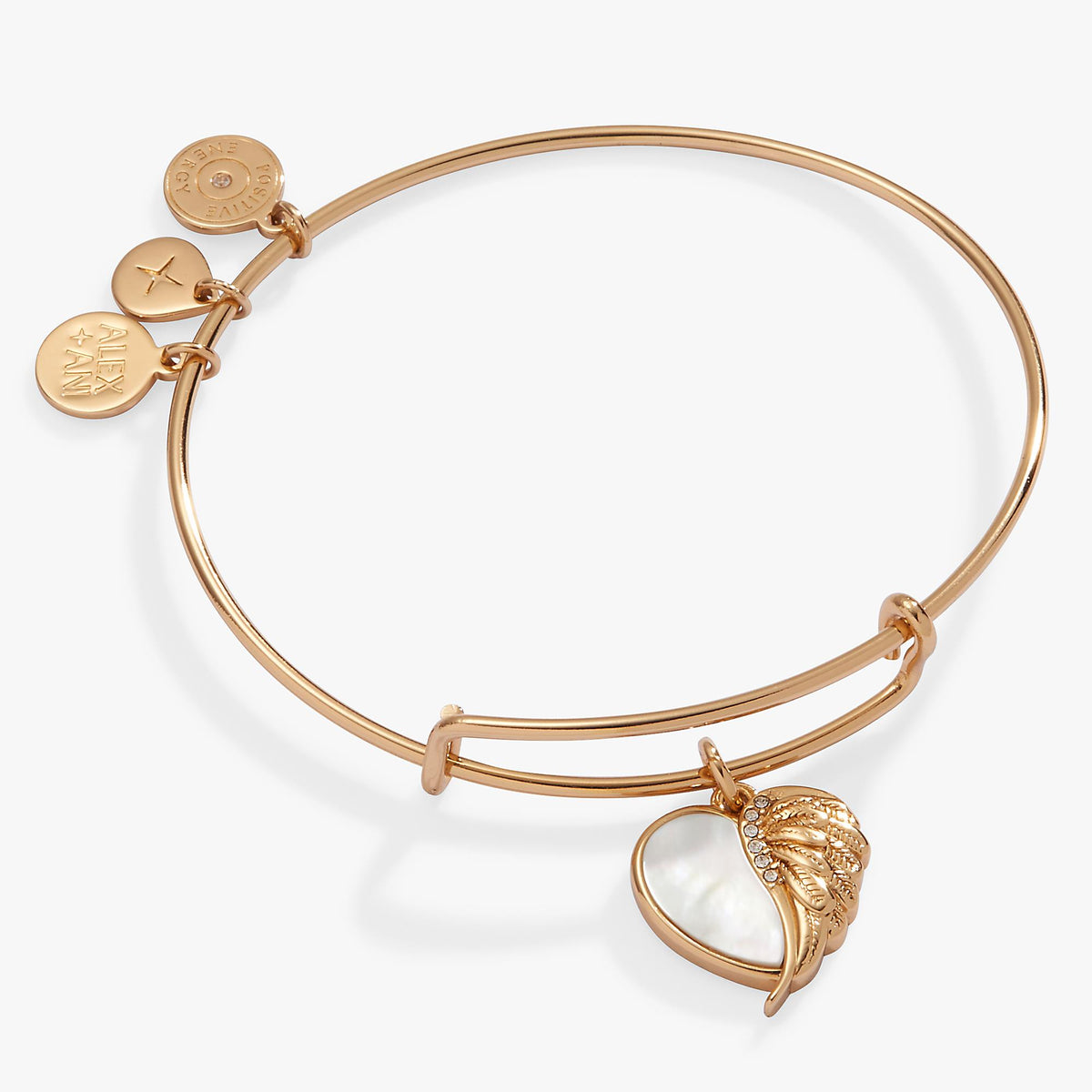 ALEX AND ANI Wings of Protection Charm Bangle - Shiny Gold