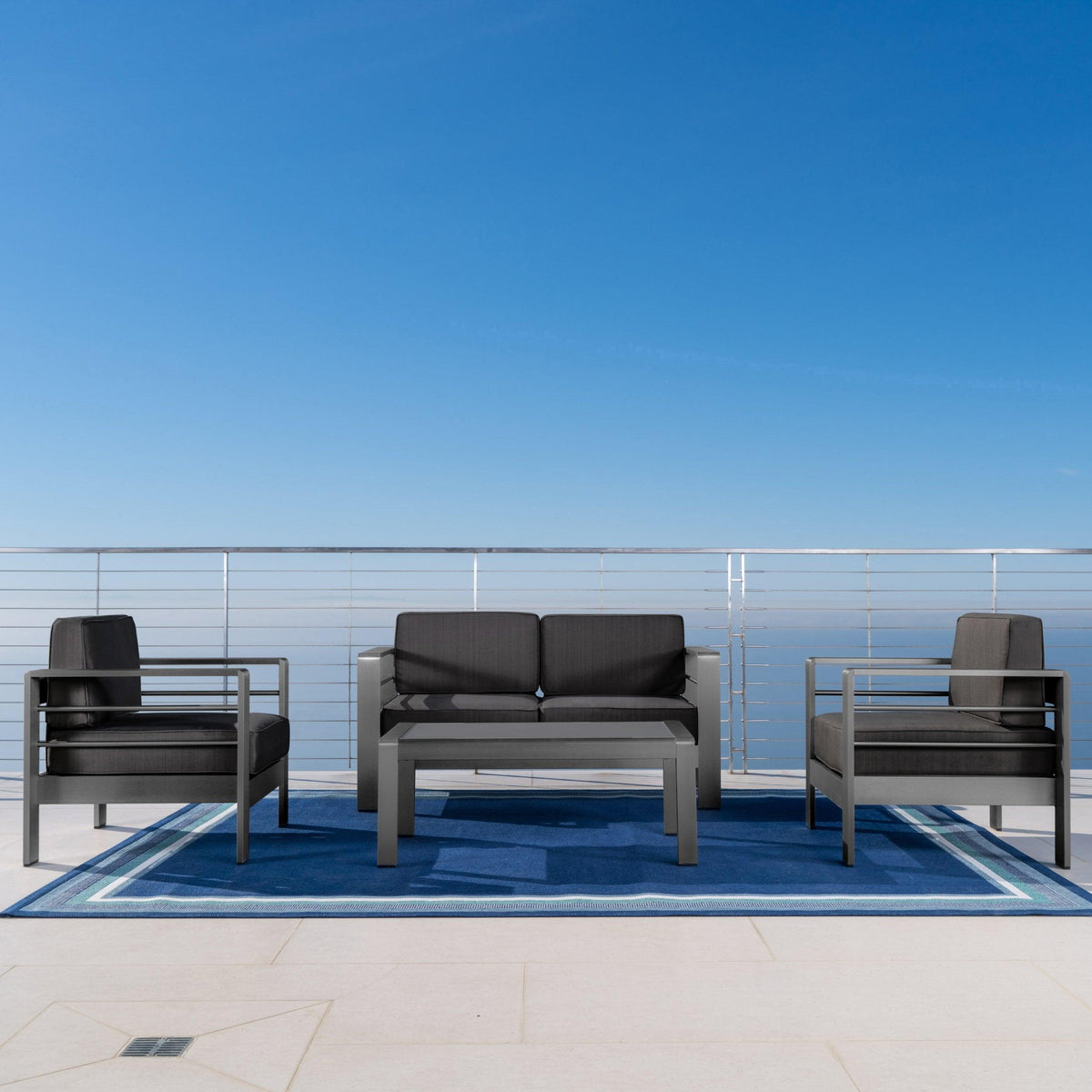 Stark Home Cape Coral Outdoor Aluminum 4Pc Loveseat Chat Set