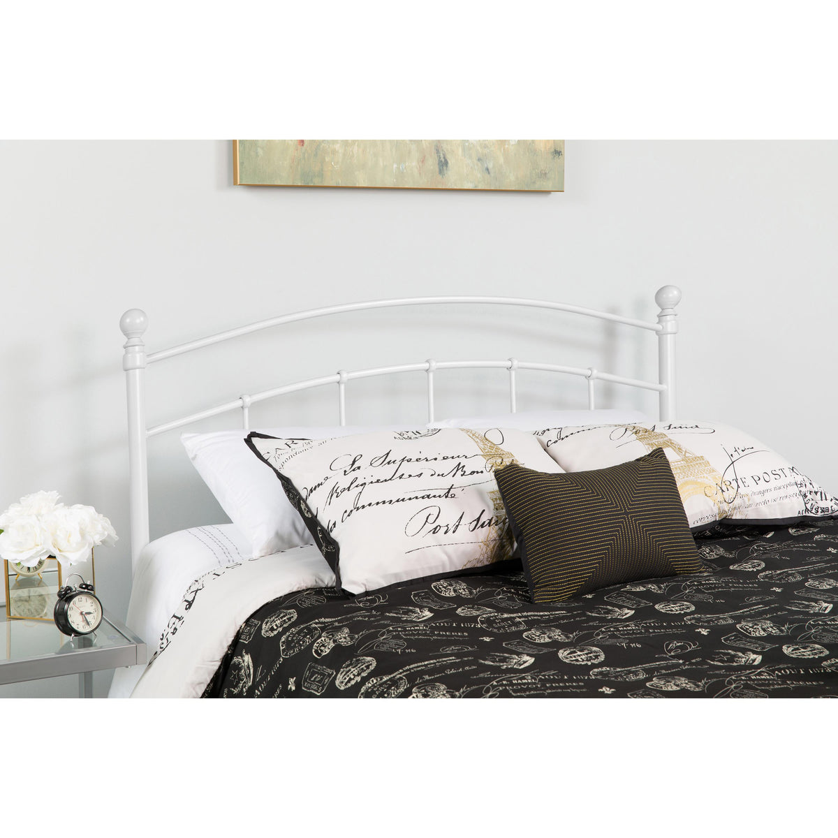 Flash Furniture Decorative White Metal Queen Size Headboard - Bedroom Furniture - Modern