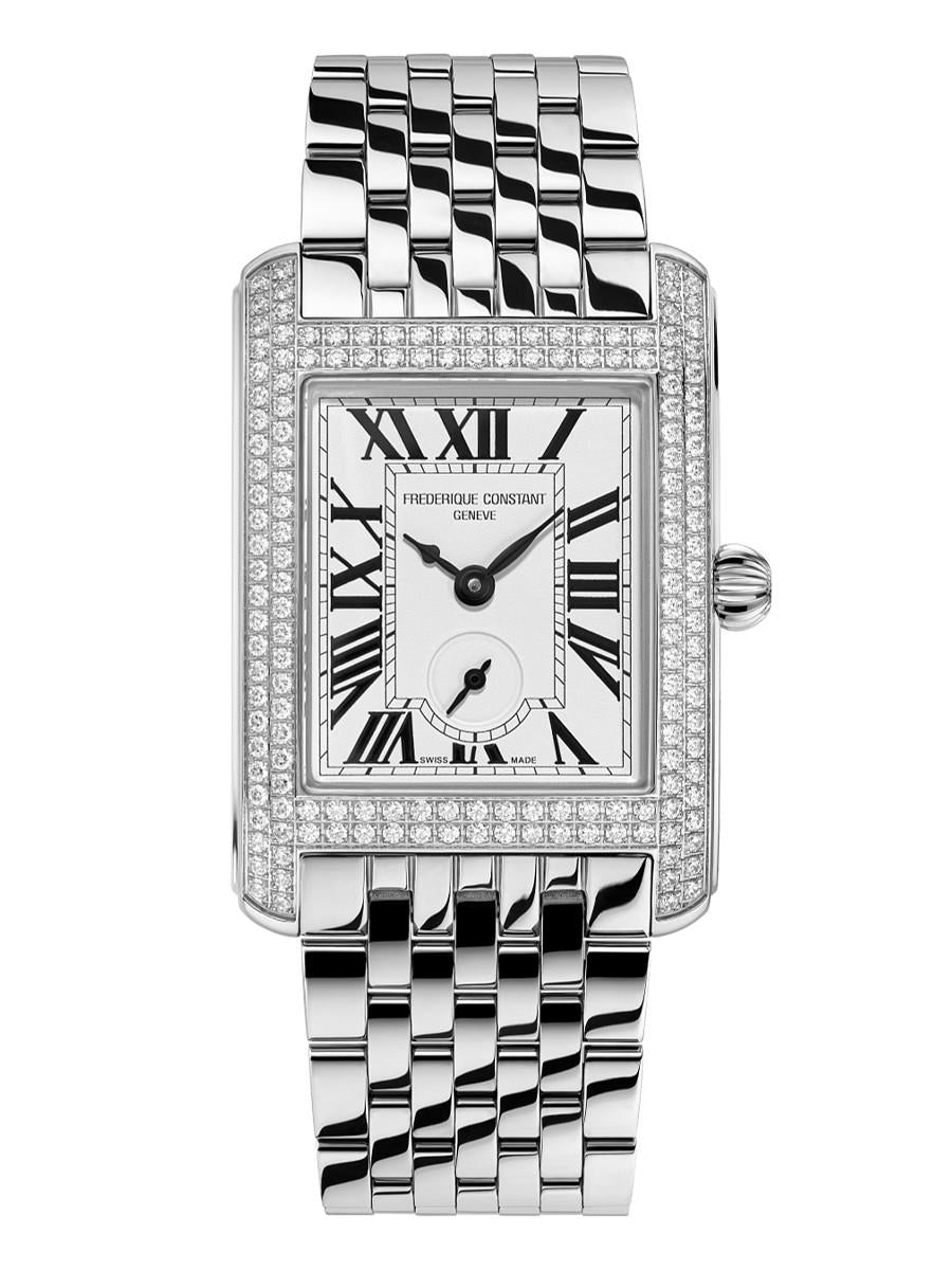 Frederique Constant Ladies' Carree Stainless Steel Bracelet watch, White dial