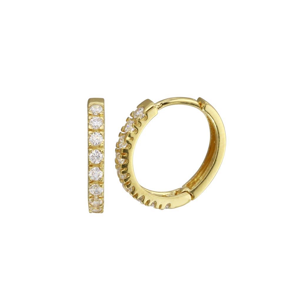 PARIKHS Gold Plated Round CZ Huggie Earring in 925 Sterling Silver