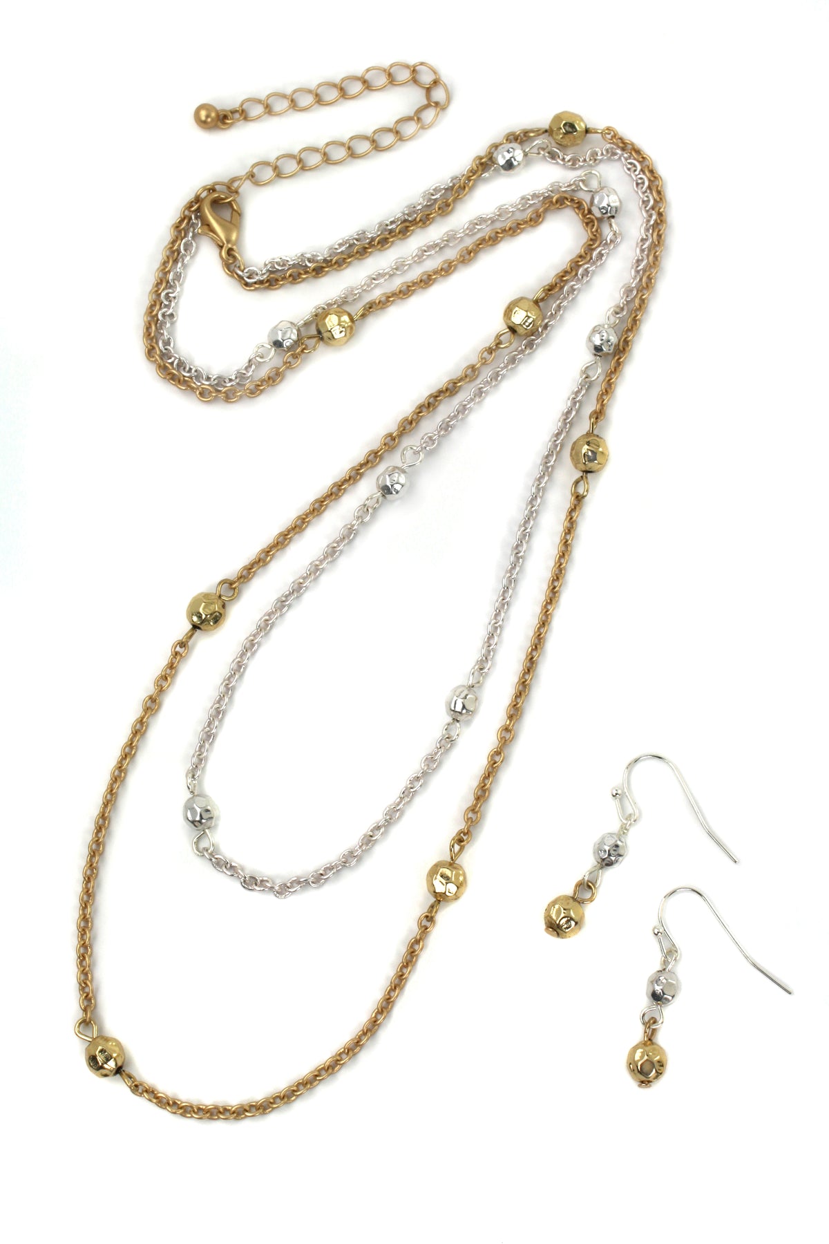 DKD Two-Tone Dotted Necklace and Earring Set
