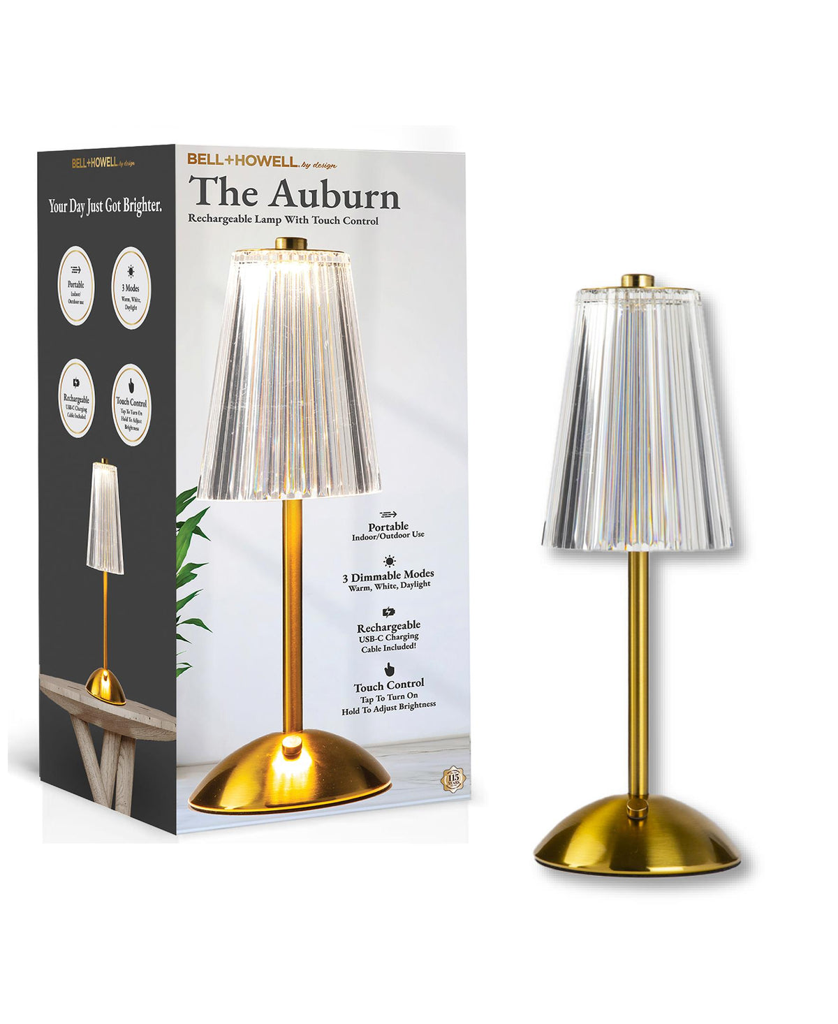 Bell + Howell Auburn Portable Rechargeable Table Lamp Size 12"