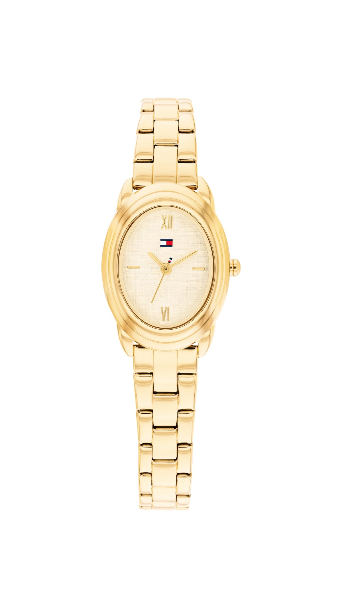 Tommy Hilfiger Ladies. Gold Plated Case & Bracelet. Champagne Dial