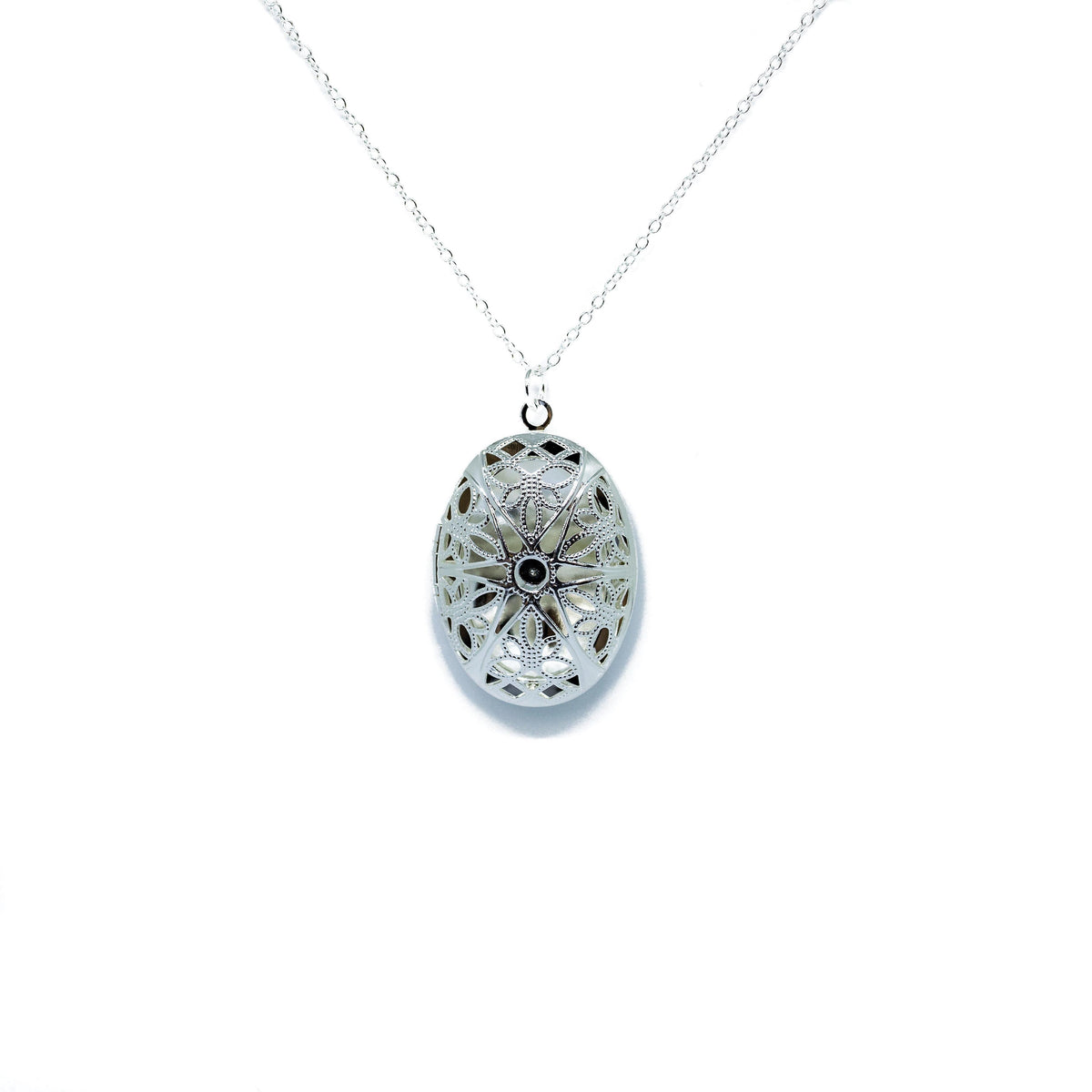 Completely Bella Starburst Oval Locket Pendant Necklace