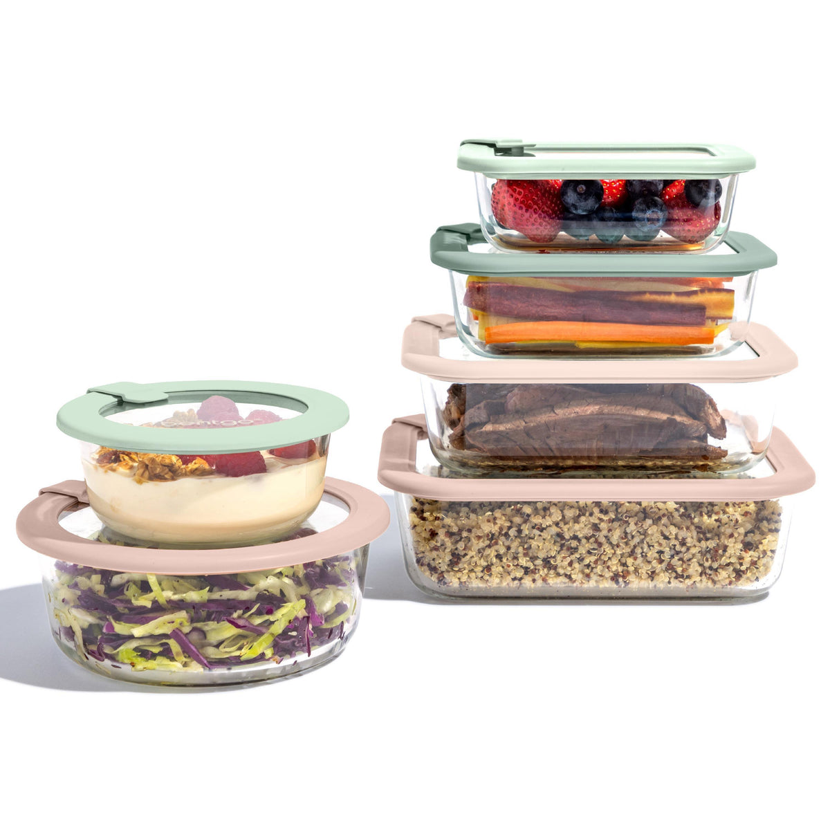Bentgo 12pc Signature Glass Food Storage Set Desert Sage