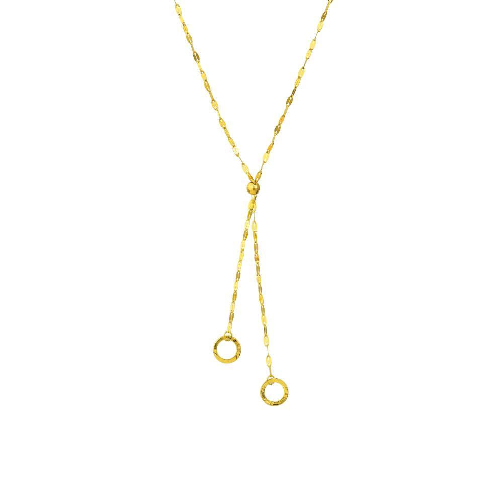 HAWLEY ST High Polished Circles Adjustable Lariat 18" Necklace
