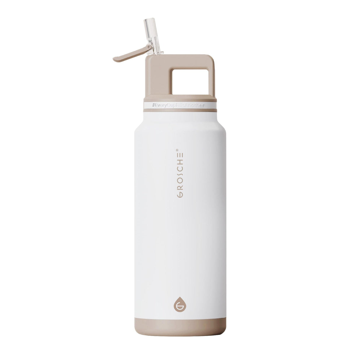 Grosche Alpine Flip N' Sip 40 oz. Insulated Water Bottle, Cream White