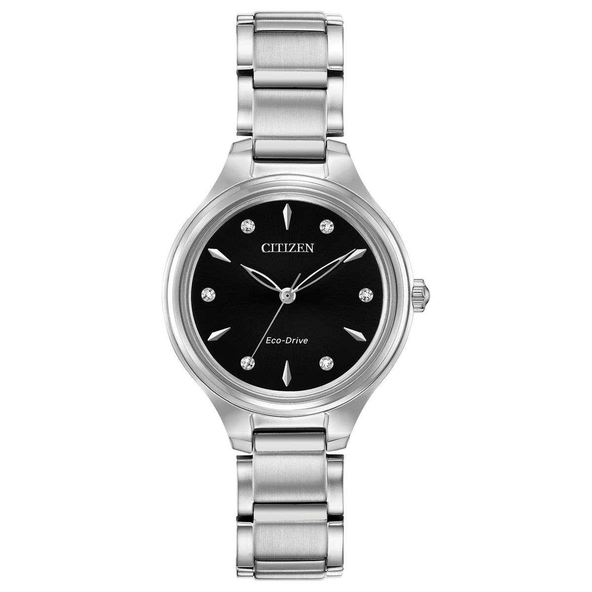 Citizen Watch Ladies' Classic Eco-Drive Stainless Steel Bracelet watch, Black dial