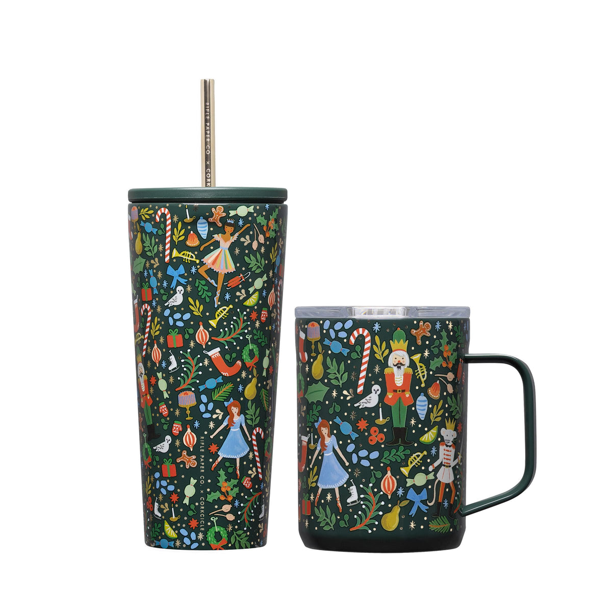 Corkcicle Rifle Paper Nutcracker 2pc Set - Green
