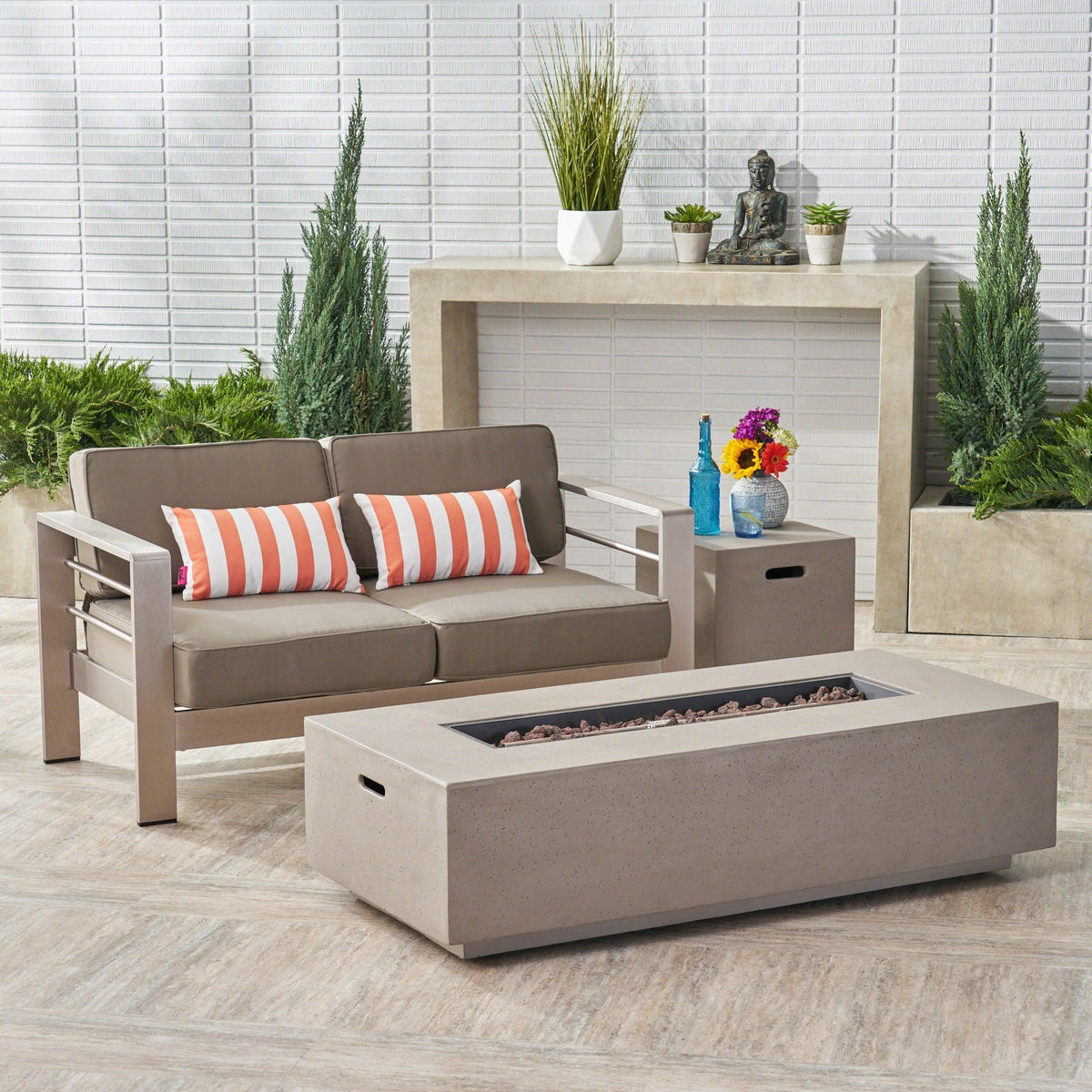 Stark Home Cape Coral Outdoor Loveseat And Fire Pit Set