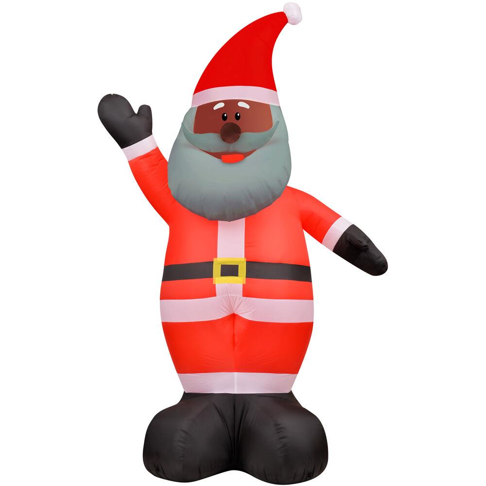 Fraser Hill 12-Ft. Tall African American Santa Claus, Outdoor Blow-Up Christmas Inflatable with Lights and Stora