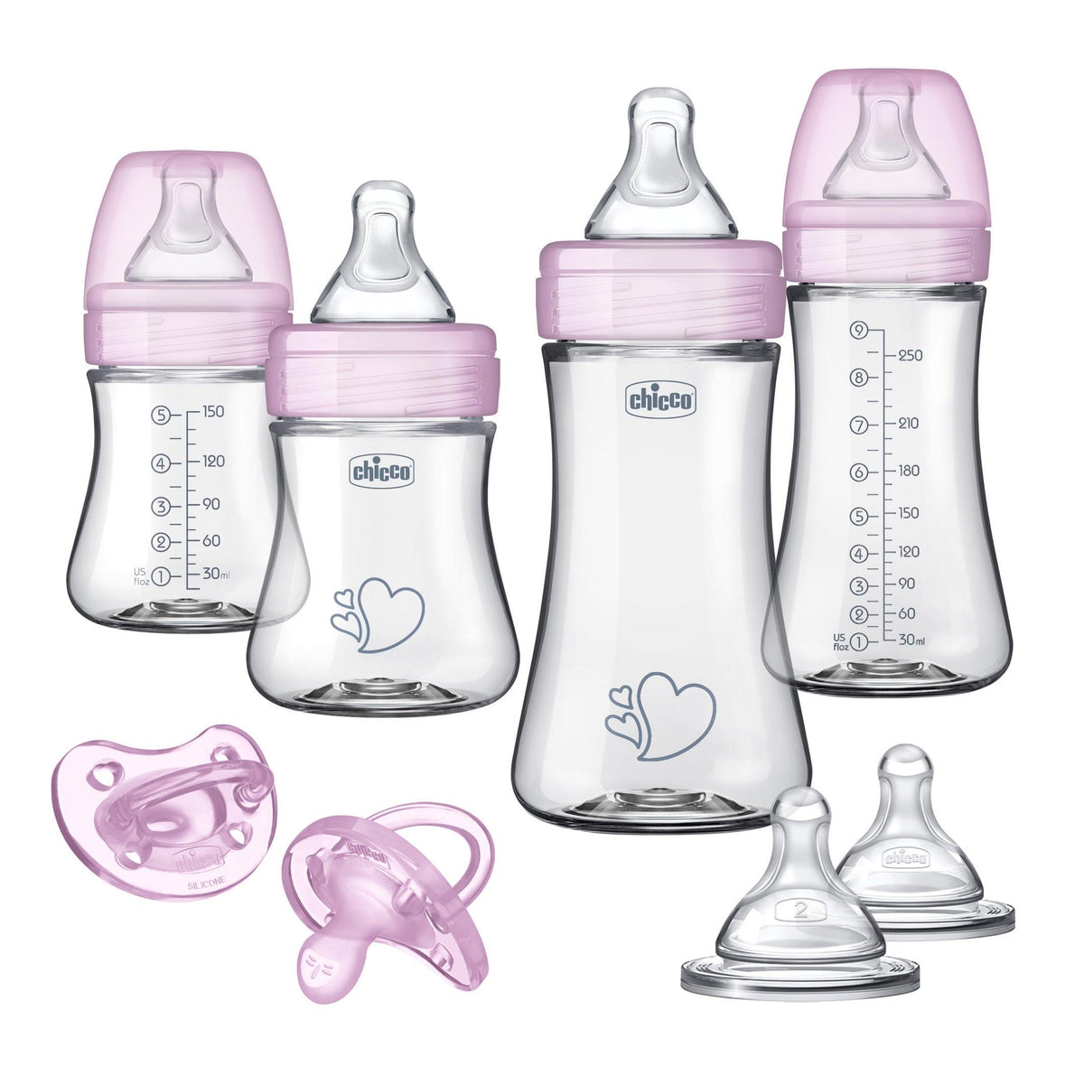 Chicco Duo Newborn Hybrid Baby Bottle Starter Gift Set Pink