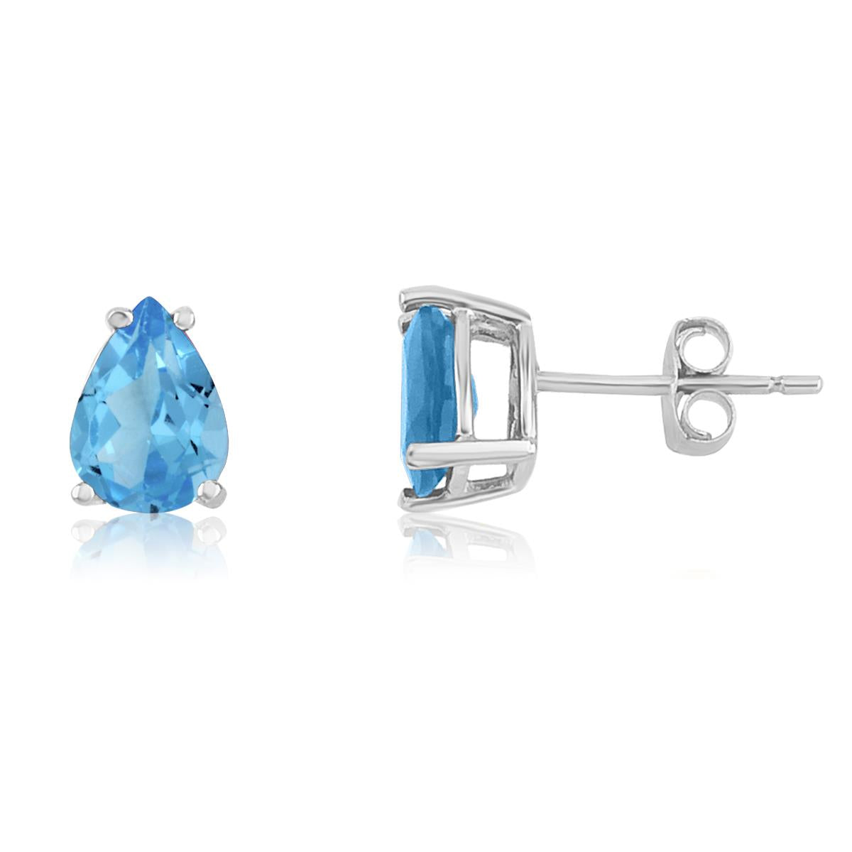 Distinctive 14K White Gold Pear Shape Blue Topaz Earrings