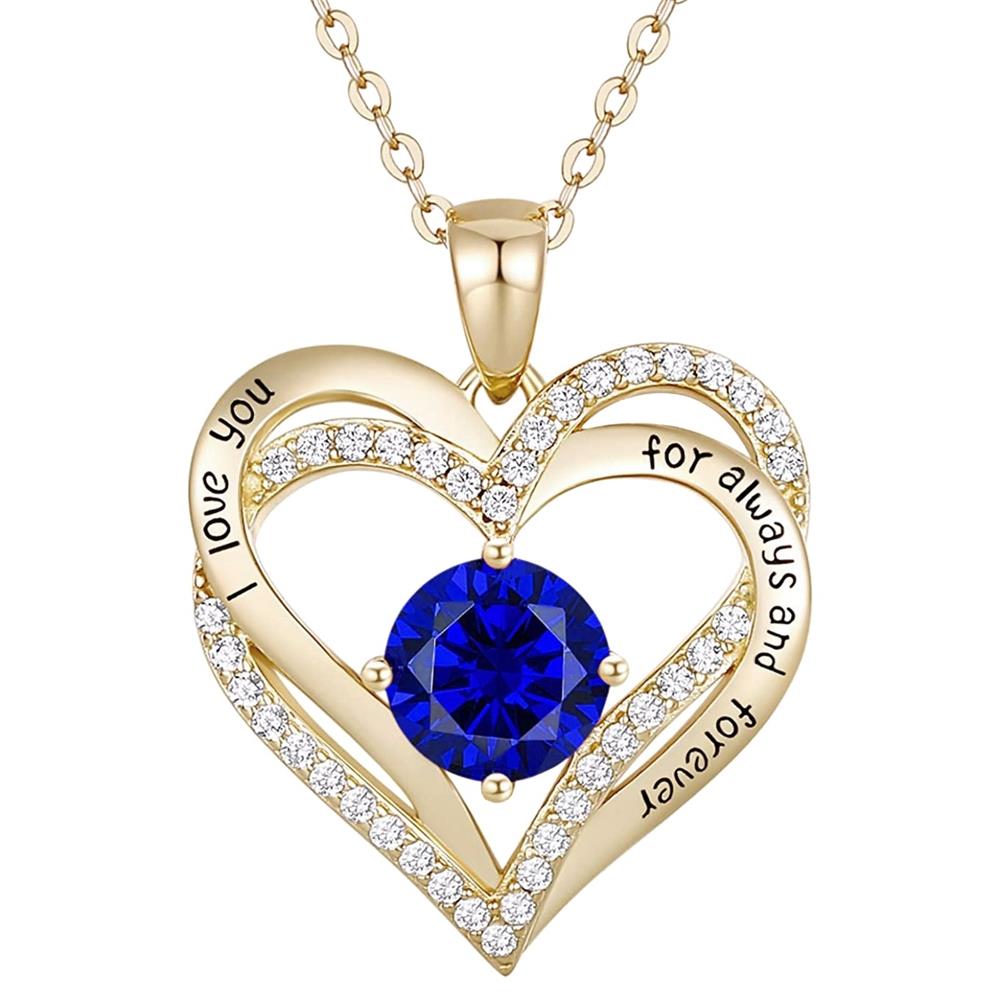GENEVIVE Twin Blue Heart Necklace Size 18"
