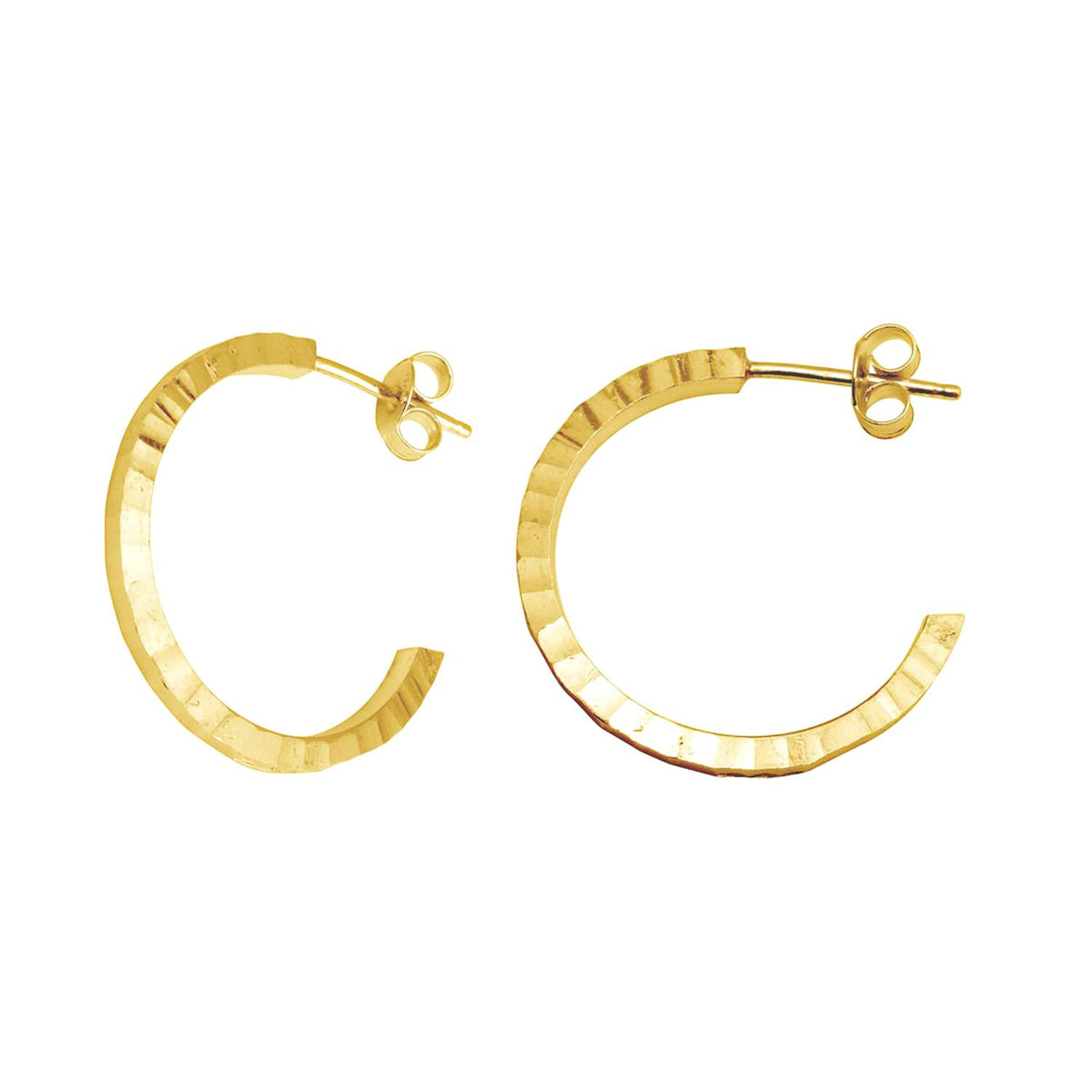 PARIKHS Gold Plated Diamond Cut Semi Hoop Earring in 925 Sterling Silver - 25MM