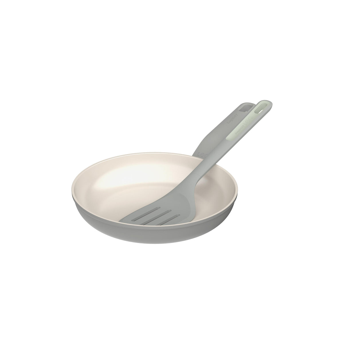 BergHOFF Leo Balance 2pc NS Ceramic Ckwre Set: 9.5" F/P & 13.75" Nylon Turner, Recycled Alum, Moonmist