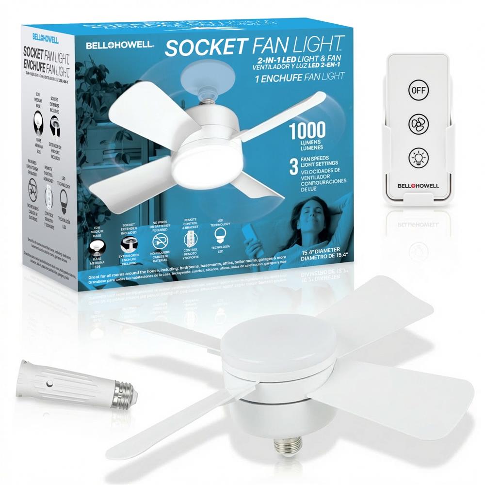 Bell + Howell Socket Breeze LED Ceiling Fan and Light