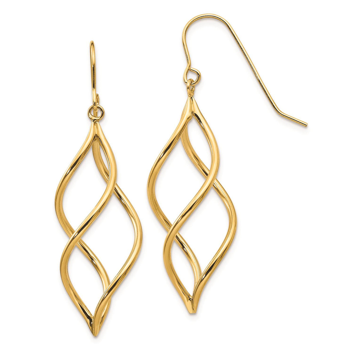 Distinctive 14K Yellow Gold Twisted Dangle Earrings
