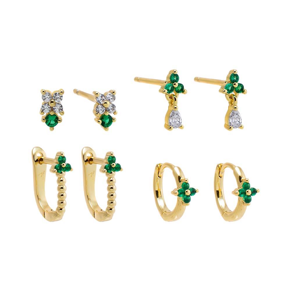 Adina Eden Flower Stud & Huggie Earring Combo Set